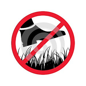 Please stay off the lawn, Prohibited keep off the green grass or forbidden stepping sign on white