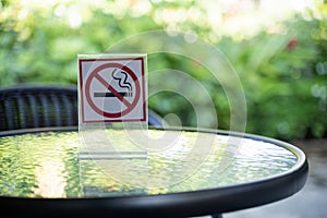 please Stop smoking concept No smoking sign in the coffee shop g