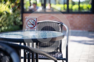 please Stop smoking concept No smoking sign in the coffee shop g