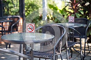 please Stop smoking concept No smoking sign in the coffee shop g