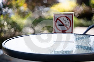 please Stop smoking concept No smoking sign in the coffee shop g