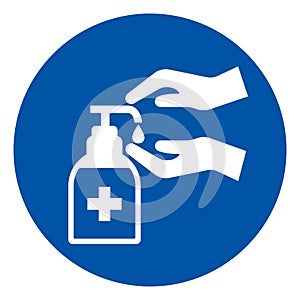 Please Use Hand Sanitiser Symbol Sign, Vector Illustration, Isolate On White Background Label. EPS10