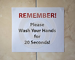 Please Wash Your Hands for 20 Seconds