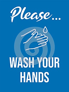 Please wash your hands. Vintage style bathroom sign. Coronavirus Covid 19 prevention. Vector