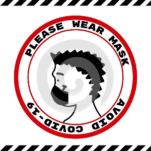 Please wear a face mask instruction icon. vector illustration