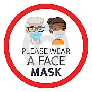 Please Wear a Face Mask Round Sign