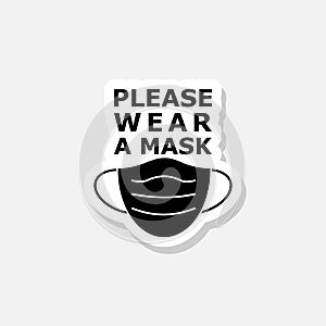 Please wear face mask sign icon sticker