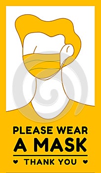 Please wear a mask. Wear Mask sign and symbol vector.