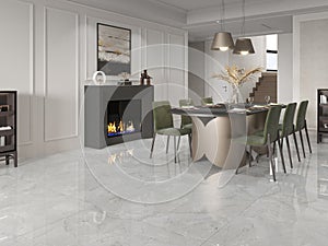 Contemporary Dining Room. Morden and Elegant Interior. Luxury Mockup