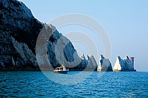 Pleasure Boat around The Needles on the Isle of Wight