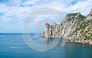 Pleasure boat floating