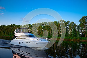 Pleasure boat floats on the river Volga photo