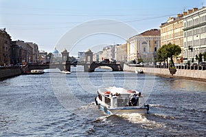 Pleasure boat on Fontanka river