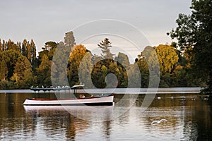 Pleasure boat on mere at Ellesmere Shropshire