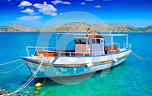 Pleasure boat off the coast of Crete, Greece