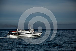 Pleasure boat on the open sea.