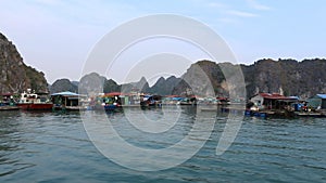 Pleasure boat sails on a tour of Ha Long Bay. Cat Ba Island, Vietnam