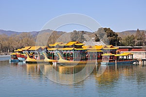 Pleasure boats with dragon heads in the Summer Palace