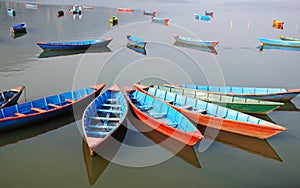 Pleasure boats at Fewa lake in Pokhara,Nepal