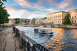 Pleasure boats on the Fontanka River