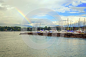 Pleasure boats by the lake leman