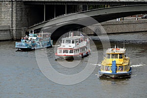 Pleasure boats on the Moscow river