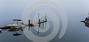 Pleasure boats on a near empty dock