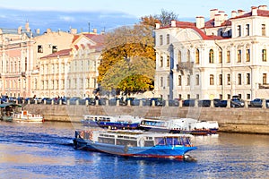 Pleasure boats on the rivers of St. Petersburg