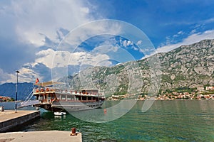 Pleasure craft in a retro style in the sea