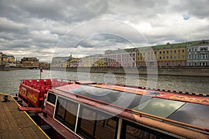 Pleasure ship at the pier the Drainage canal