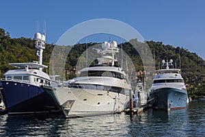 Pleasure and tourist yachts in the parking lot in bay on the oceanic coast in a Central American country photo