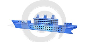 Pleasure Yacht Isolated side view. 3D rendering