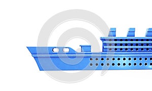 Pleasure Yacht Isolated side view. 3D rendering
