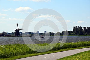 Pleasure yacht over the Rottemeren, the Netherlands