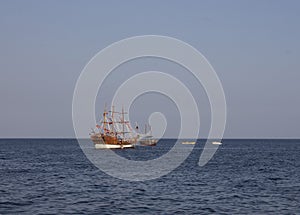Pleasure yacht sailing on the Black Sea