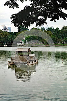 Pleasureboat on a lake in the heart of Bangkok