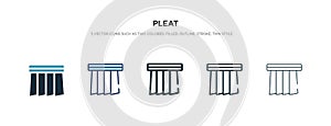 Pleat icon in different style vector illustration. two colored and black pleat vector icons designed in filled, outline, line and