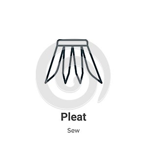 Pleat outline vector icon. Thin line black pleat icon, flat vector simple element illustration from editable sew concept isolated