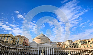 Plebiscite Square, the symbol of the city of Naples: the Royal Pontifical Basilica of Saint Francis of Paola.