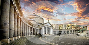 Plebiscito Square or Piazza del Plebiscito in Naples, Italy