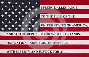 The pledge of allegiance on a flag