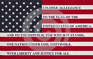 The pledge of allegiance on a flag photo