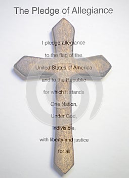 The Pledge of Allegiance overlaid with cross