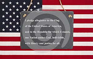The pledge of allegiance on flag photo