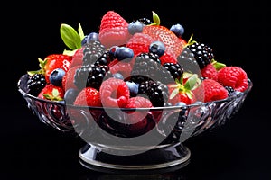 Plentiful Bowl various berries. Generate Ai photo