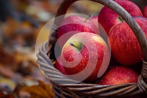 Plentiful Red apple basket. Generate Ai photo