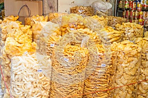 Plenty of Dried fish maw was sale in the biggest China street market