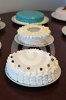 Plenty of homemade cakes with different icings, glazes and decorations