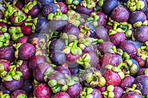 Plenty of queen of fruit, mangoteen at fruit market