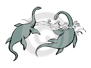 Plesiosaur dinosaur. Vector drawing